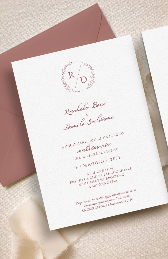 Inviti e partecipazioni di matrimonio personalizzabili - modello terracotta