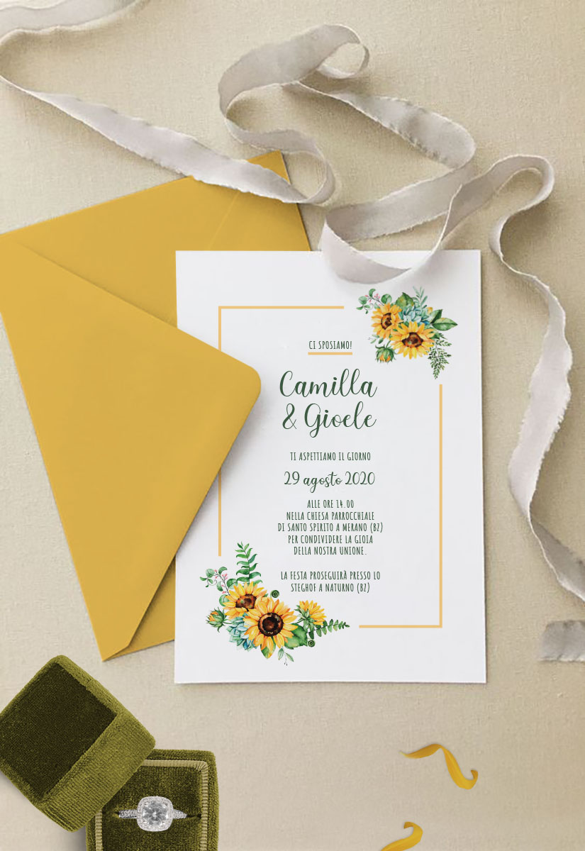 Partecipazioni di nozze modello GIRASOLE