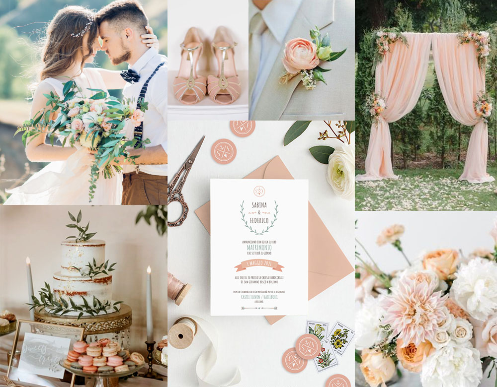 Moodboard per matrimonio color apricot - PESCO