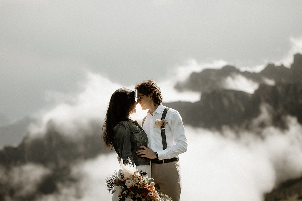 Dolomites elopement: Bride and Groom