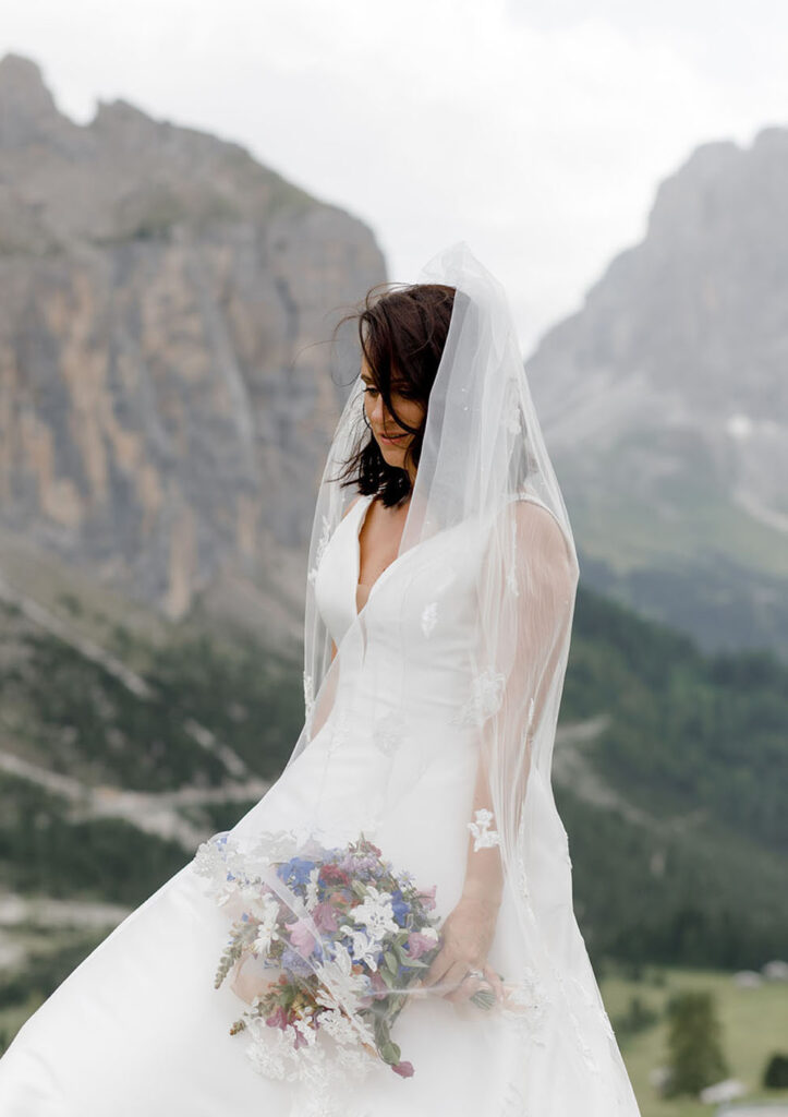Dolomites Wedding at Kolfuschgerhof with wild flowers