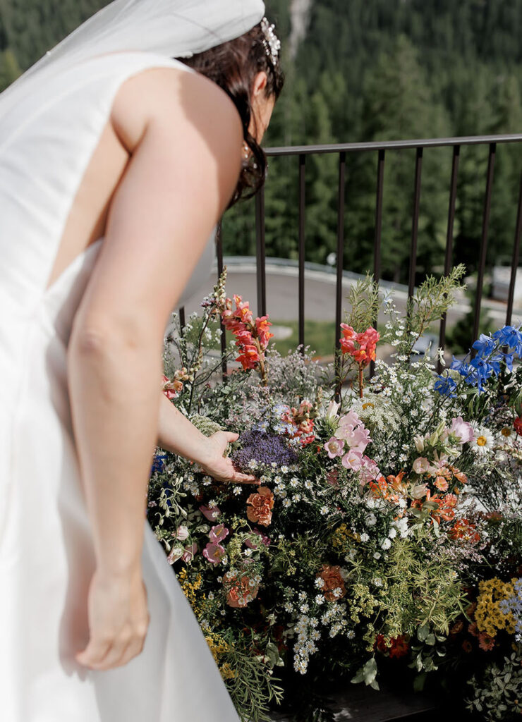 Summer wedding at Kulfuschgerhof, Dolomites, with wild flowers