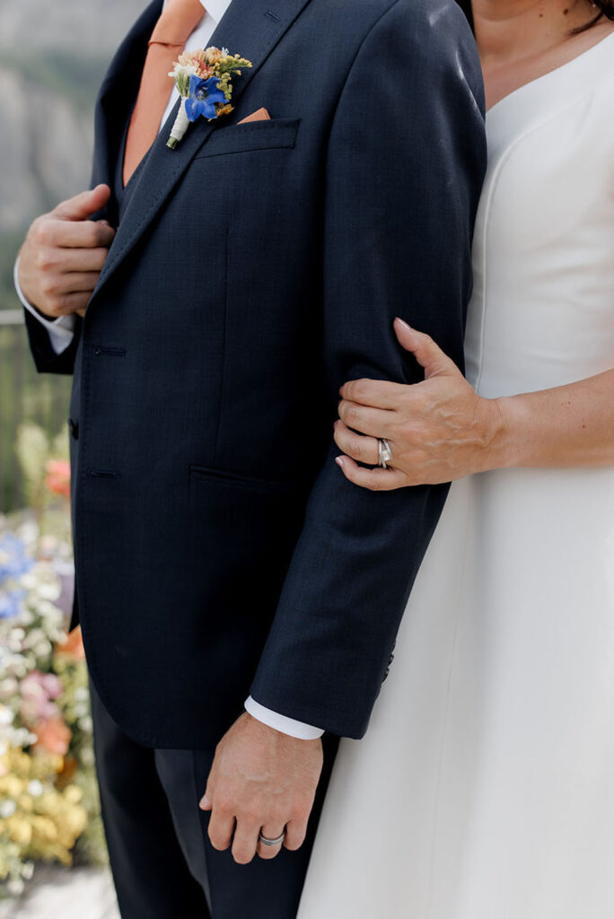 Summer wedding at Kulfuschgerhof, Dolomites, with wild flowers