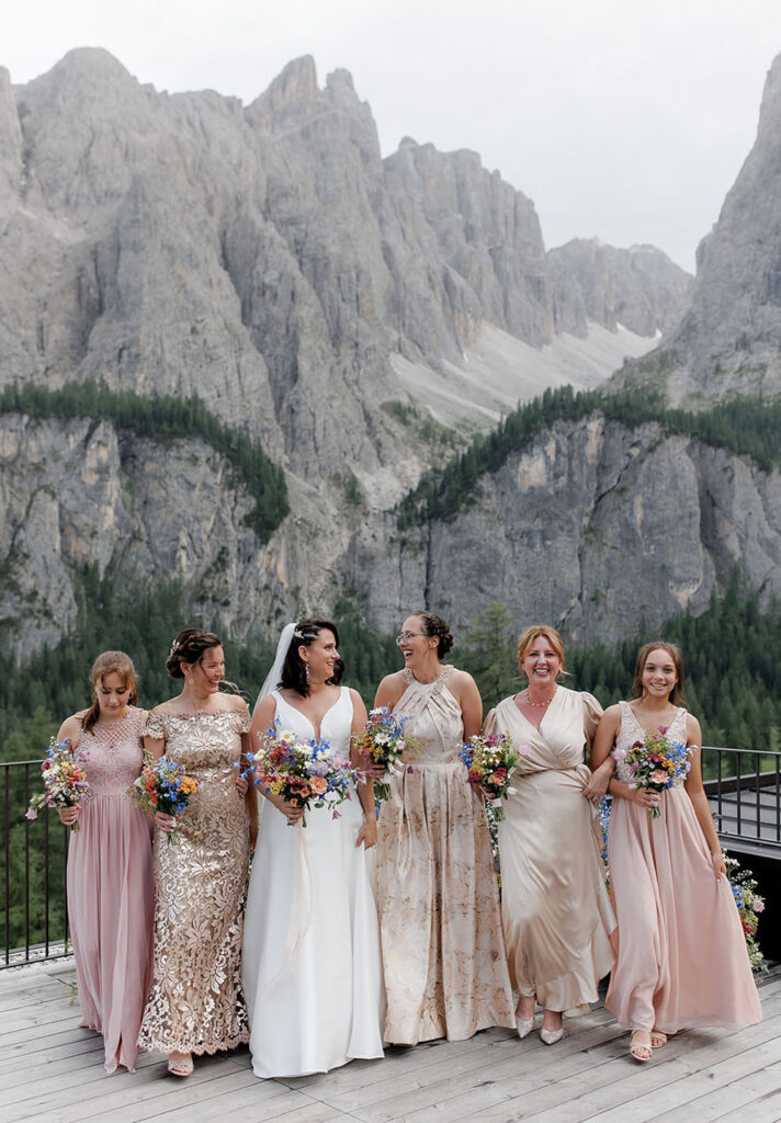 Summer wedding at Kulfuschgerhof, Dolomites, with wild flowers