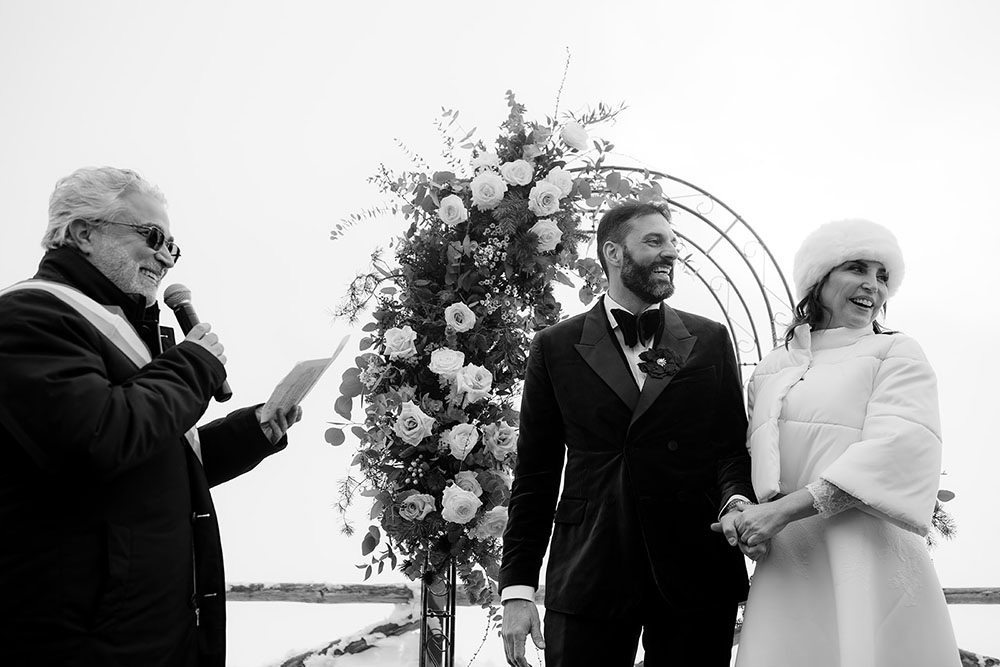 Matrimonio invernale sulle Dolomiti in Alto Adige