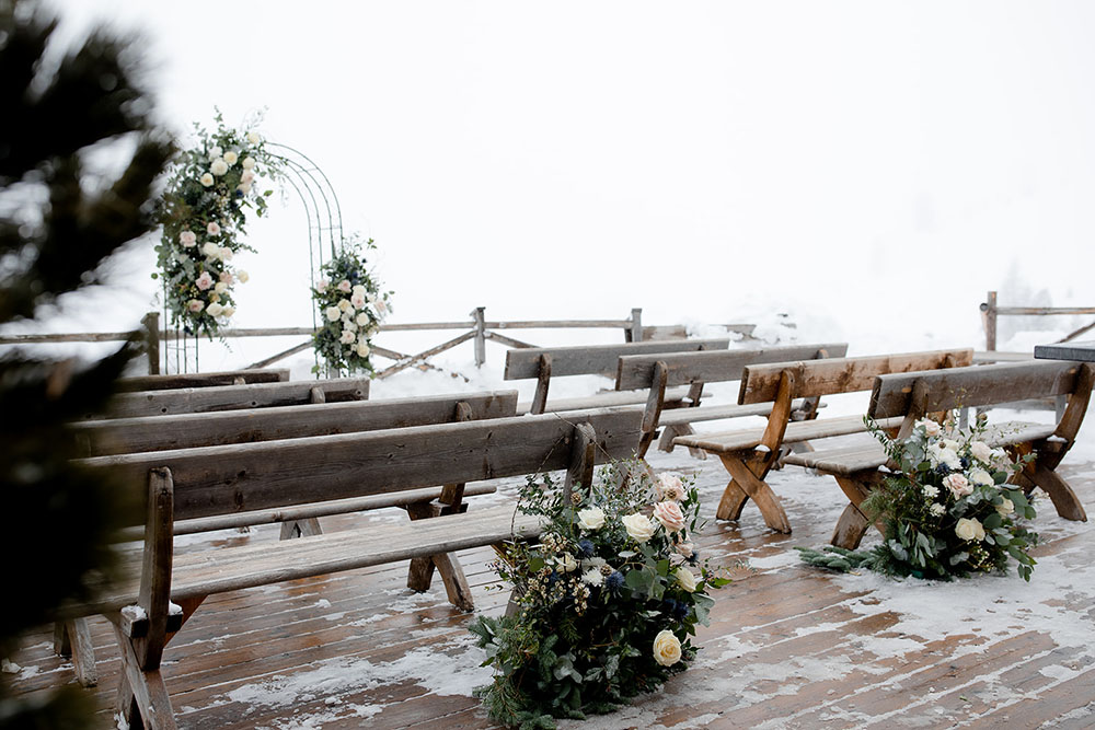 Matrimonio invernale sulle Dolomiti in Alto Adige