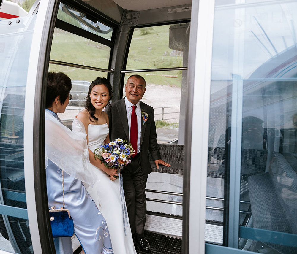 Wedding at Col Pradat in the Dolomites with wildflowers