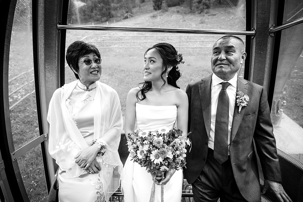 Wedding at Col Pradat in the Dolomites with wildflowers