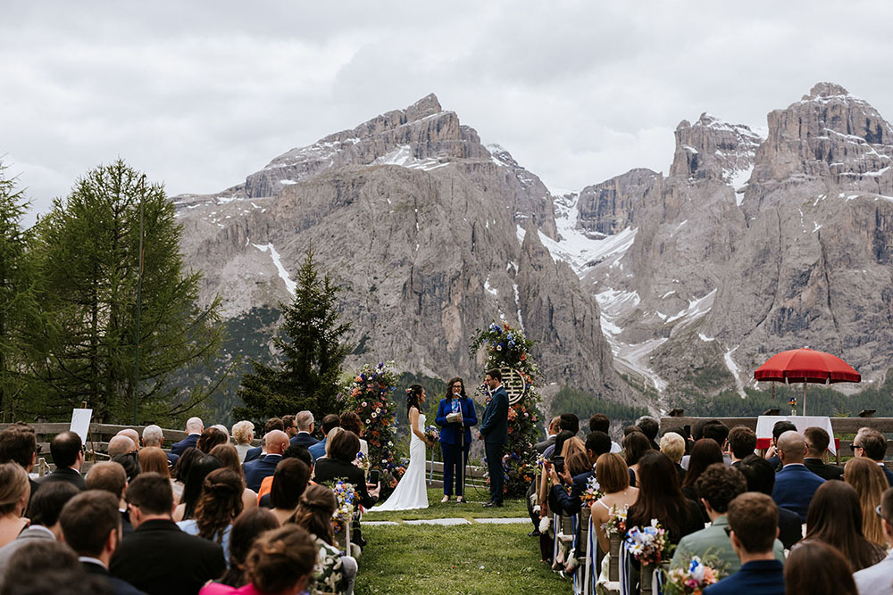 Wedding ceremony at Col Pradat in the Dolomites