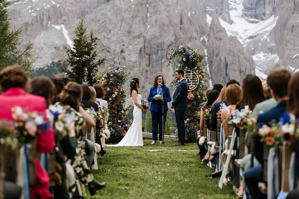 Wedding ceremony at Col Pradat in the Dolomites