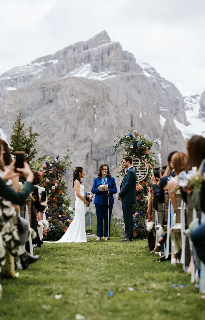 Wedding ceremony at Col Pradat in the Dolomites