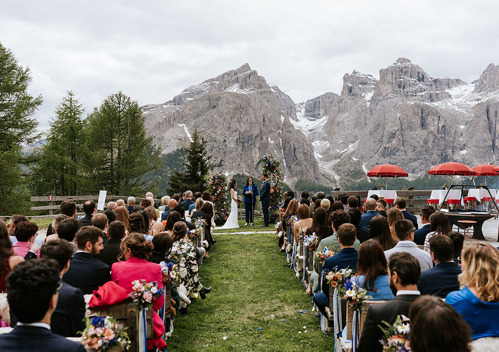 Wedding ceremony at Col Pradat in the Dolomites