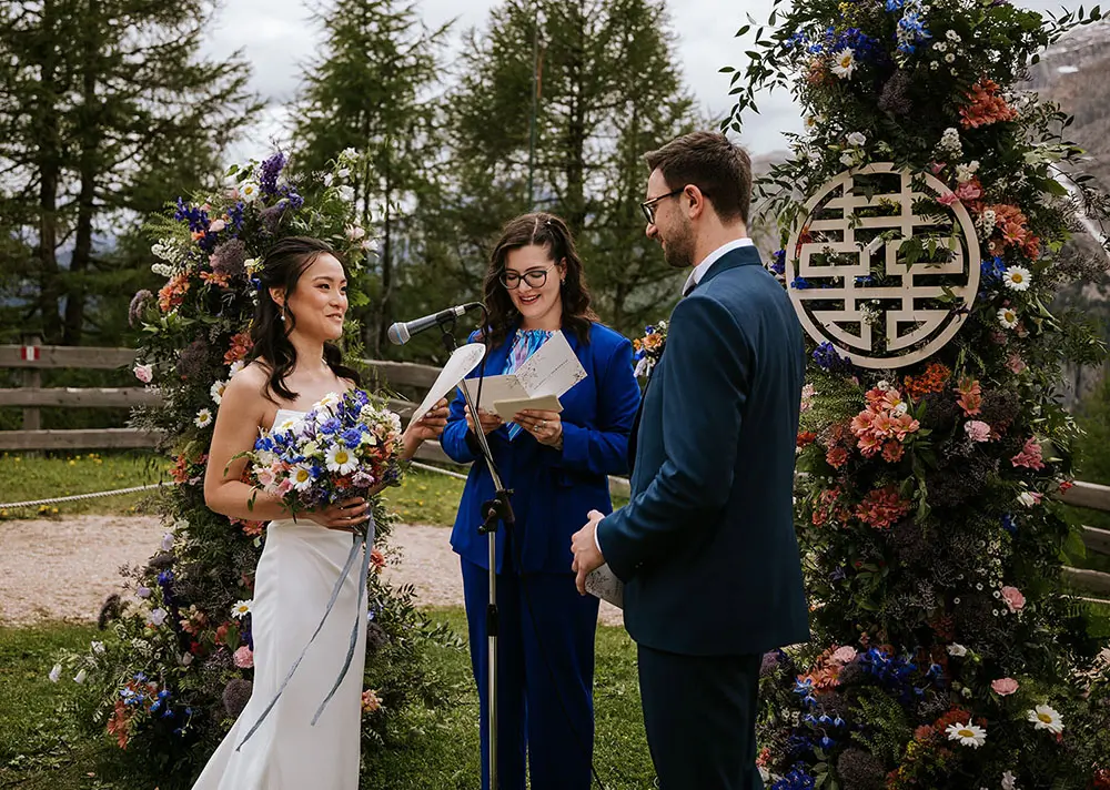 Wedding ceremony at Col Pradat in the Dolomites