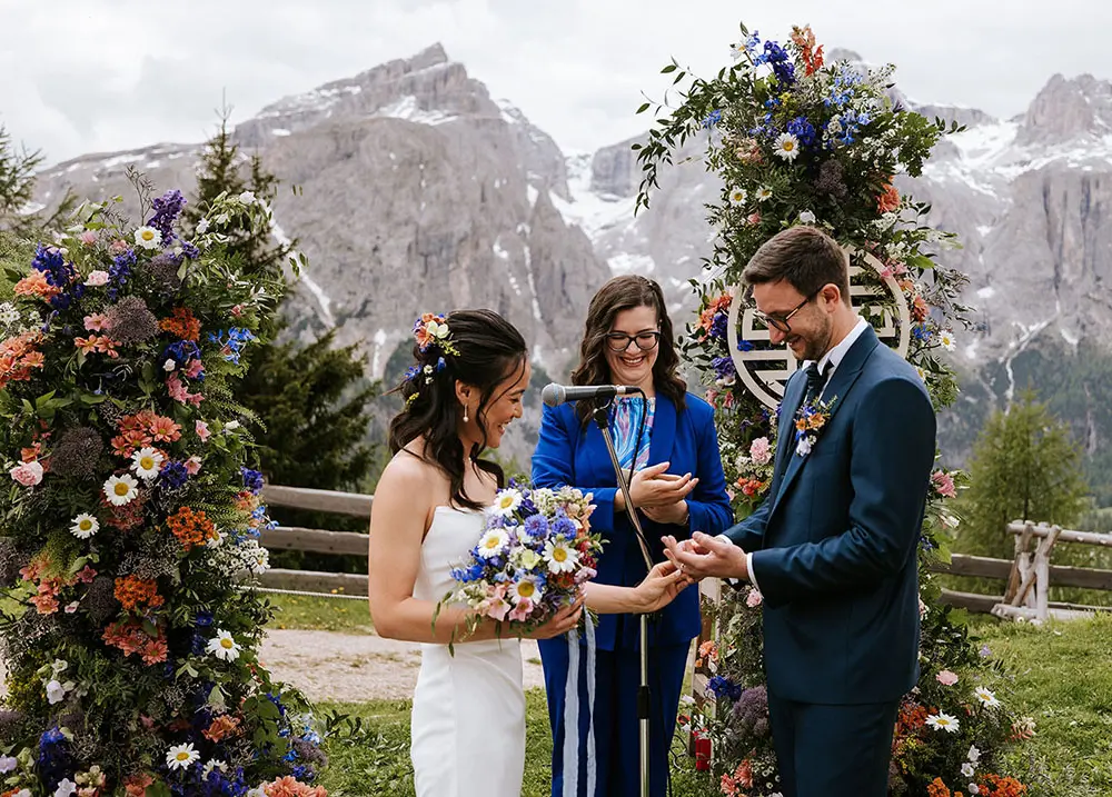 Wedding ceremony at Col Pradat in the Dolomites