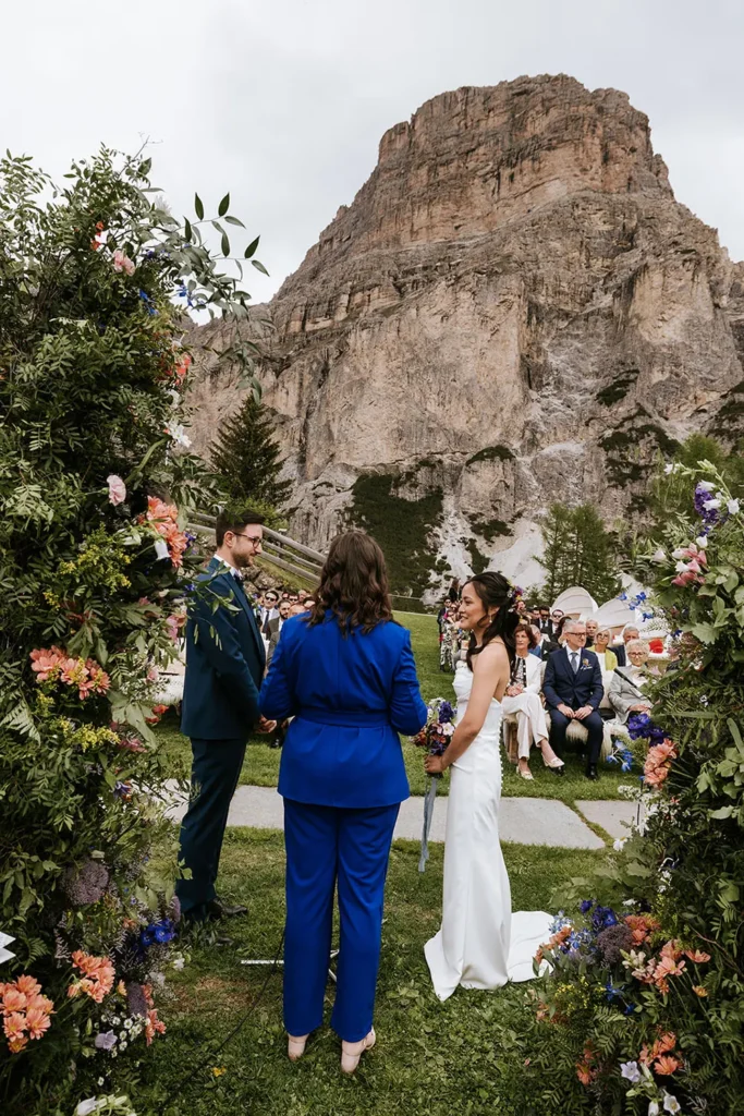 Wedding ceremony at Col Pradat in the Dolomites