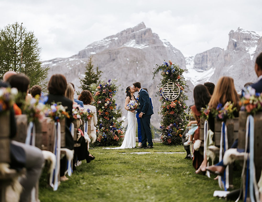 Wedding ceremony at Col Pradat in the Dolomites