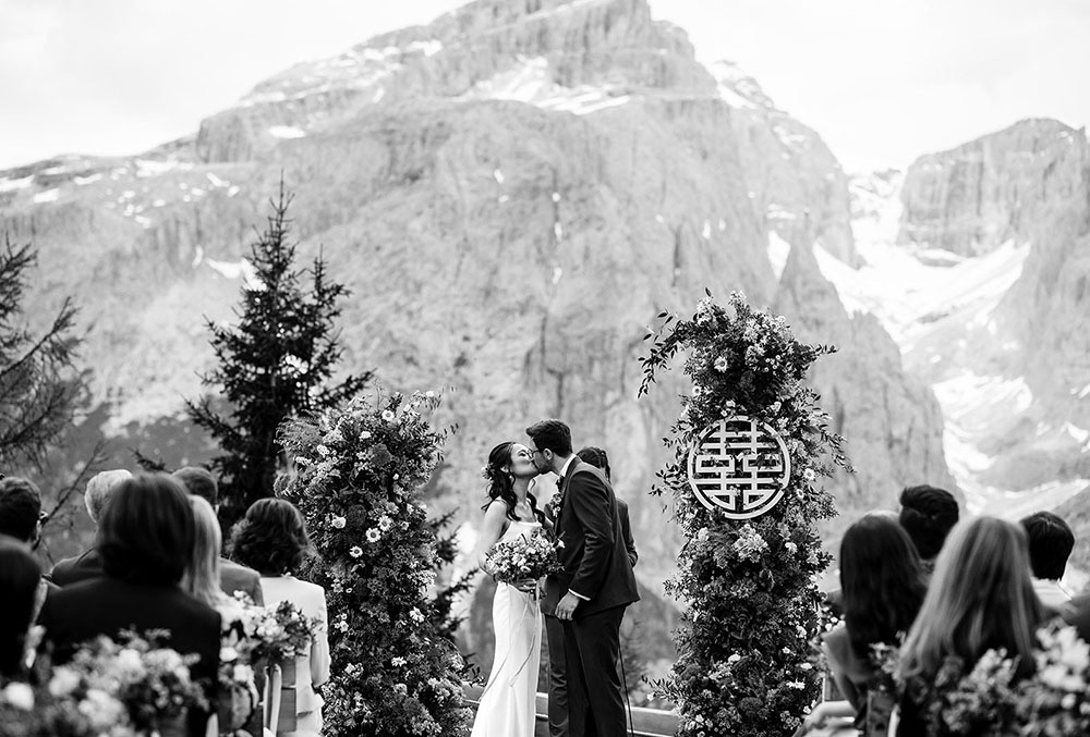 Wedding ceremony at Col Pradat in the Dolomites