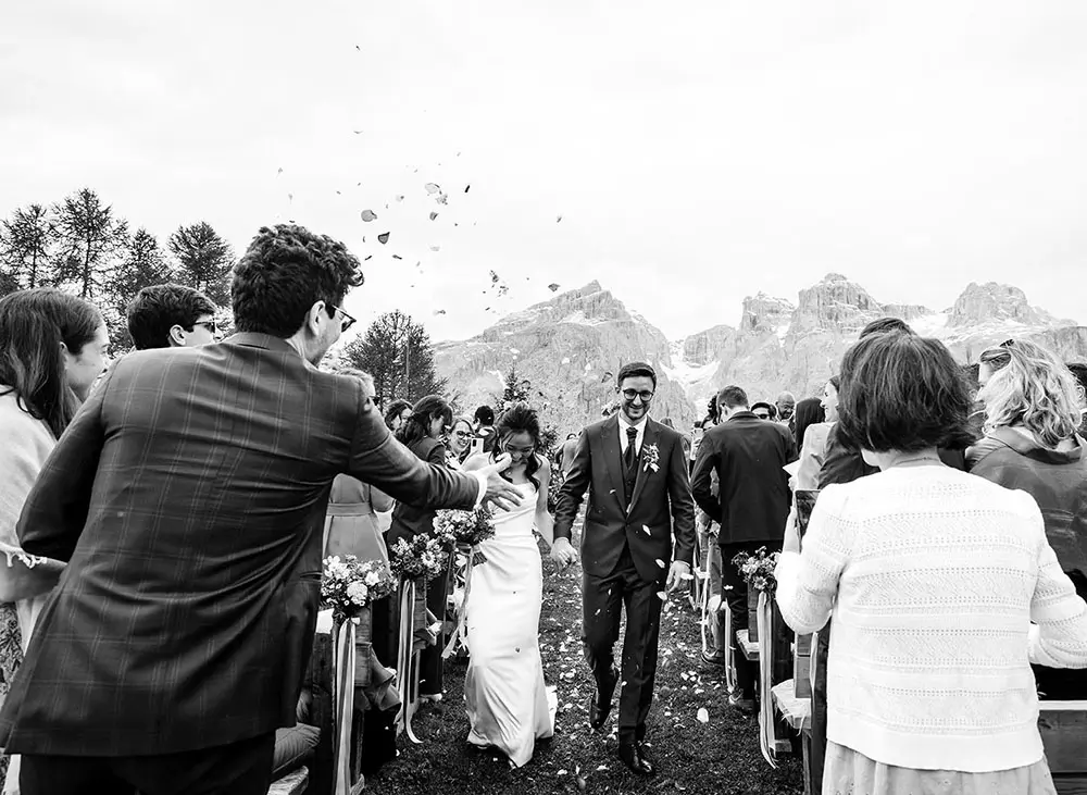 Wedding ceremony at Col Pradat in the Dolomites