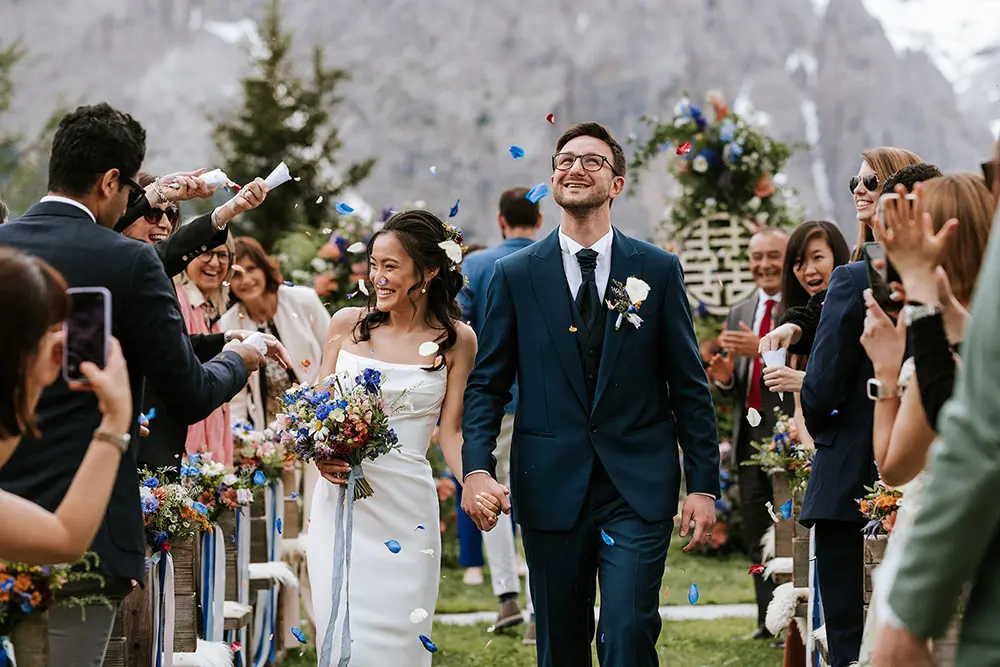 Wedding ceremony at Col Pradat in the Dolomites