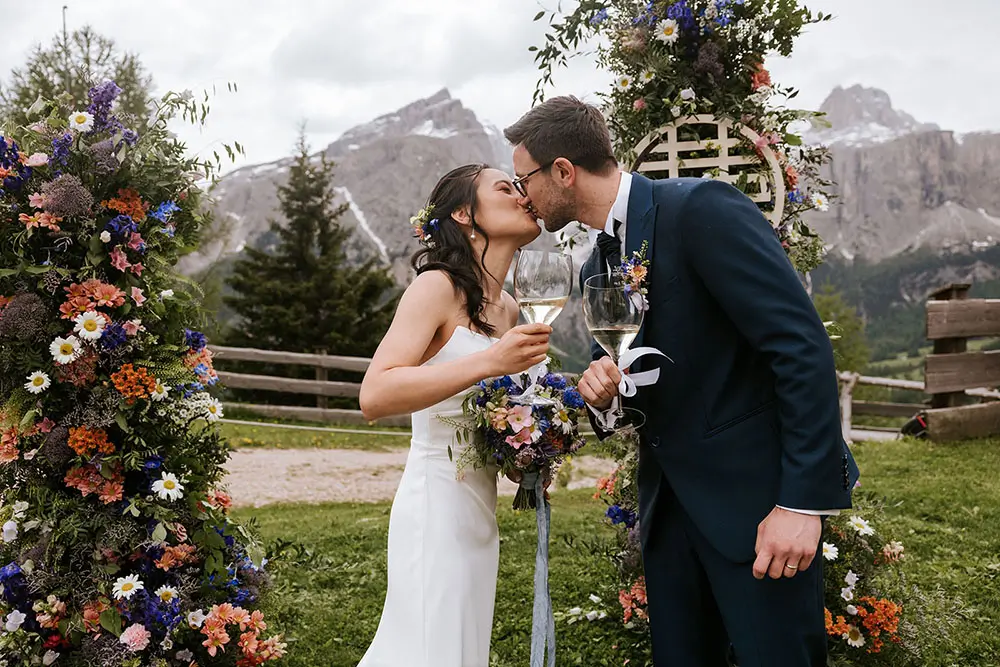 Wedding ceremony at Col Pradat in the Dolomites