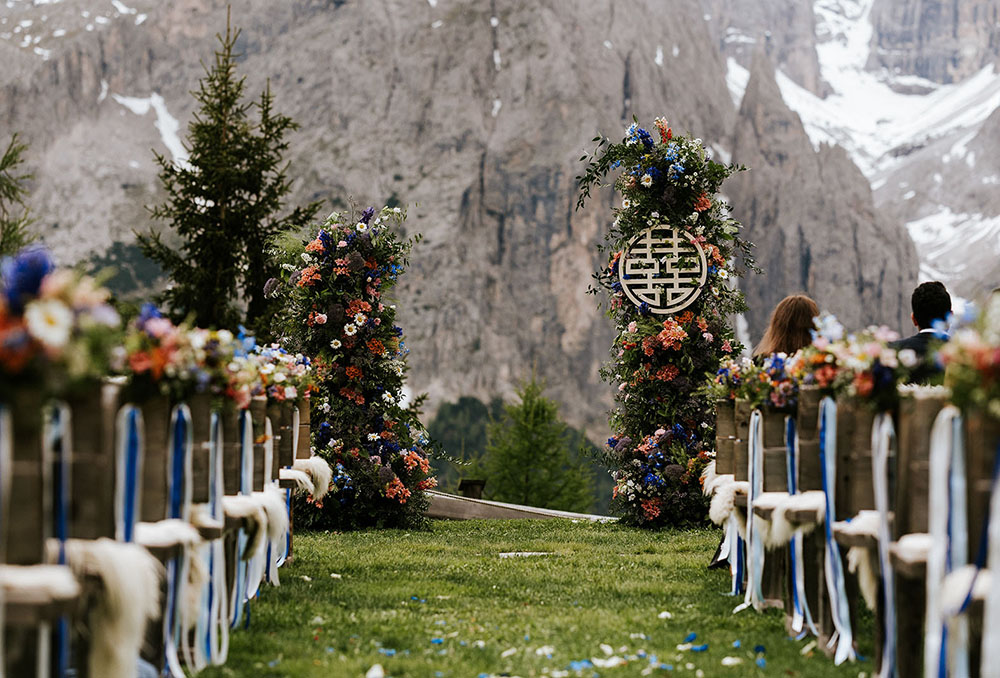 Wedding ceremony at Col Pradat in the Dolomites