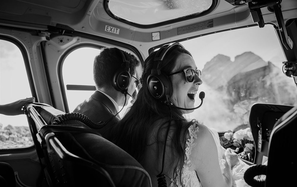 Elopement fuga d'amore in elicottero sulle Dolomiti