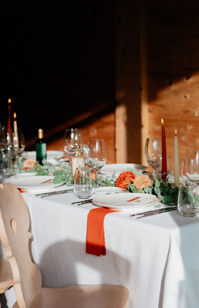 Fall wedding in the Dolomites - reception at Col Pradat