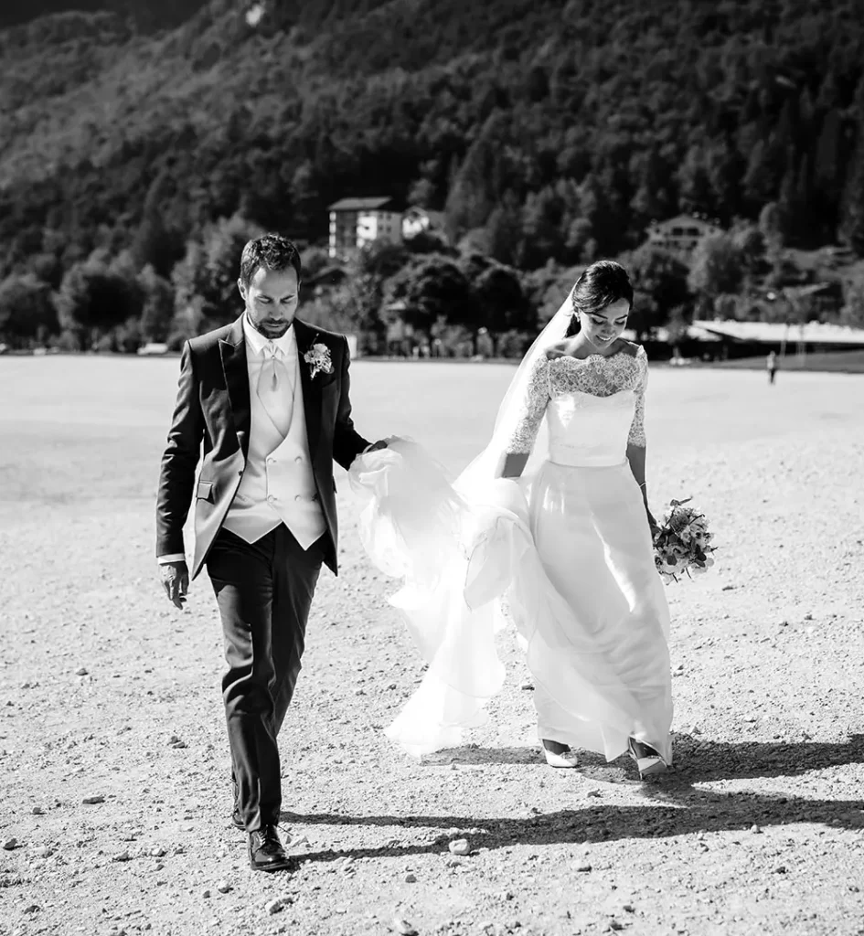 Foto matrimoniale di coppia al Lago di Molveno