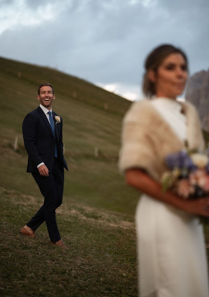 Sunset elopement at Seceda in the Dolomites